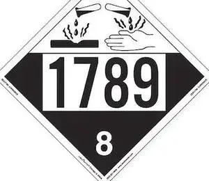 LABELMASTER ZEZ41789 Corrosive Placard,UN1789,PK25