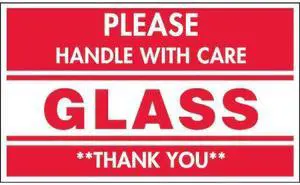 TAPECASE 16U865 3" x 5" Adhesive Back Shipping Labels, Glass Handle with Care, TAPECASE 16U865 3" x 5" Adhesive Back Shipping Labels, Glass Handle with Care,