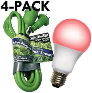 MIRACLE LED 602252 Single Socket Grow Light Cord System & LED Red Grow Light 8