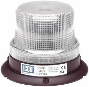 ECCO ECC6465C LED BEACON: LOW PROFILE, 12-80VDC, PULSE8 FLASH, CLEAR