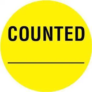 TAPECASE 16U930 Inventory Control Label Yellow, Counted, Pk1000