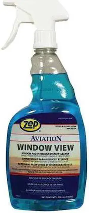 ZEP F33601 Liquid Glass Cleaner, 1 qt., Blue, Pleasant, Plastic Spray Bottle,