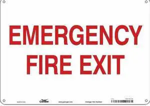 CONDOR 467P24 Safety Sign Emergency Exit, Aluminum, 14 in W, 10 in H, Emergency