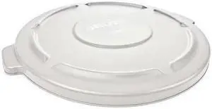 RUBBERMAID FG265400WHT Brute Trash Can Top,Flat,Snap-On Closure,White