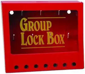 BRADY 105714 Group Lockout Box,7 Locks Max,Red