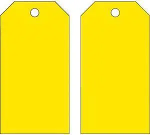 BRADY 76197 Blank Shipping Tag, Polyester, 5-3/4" H x 3" W, Yellow, Rectangle,