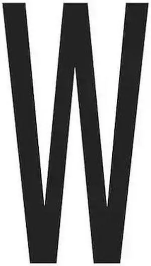 PARTNERS BRAND DL9310W Vinyl Warehouse Letter Labels, "W", 3 1/2", Black/White,