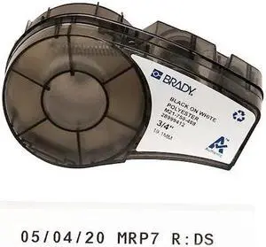 BRADY M21-750-488 Label Tape Cartridge, Black on White, Labels/Roll: Continuous