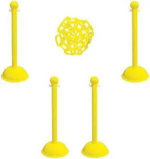 MR CHAIN 71302-4 Barrier Post Kit,41" H,Ylw,Plastic Post