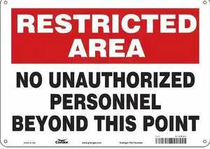 CONDOR 472W90 Safety Sign, 10 in Height, 14 in Width, Polyethylene, Horizontal
