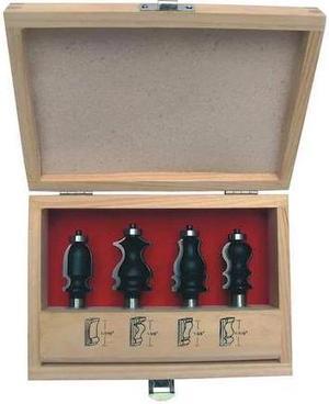 ZORO SELECT 16Y603 Router Bit Set,Face Molding,1/2S, 4 Pc