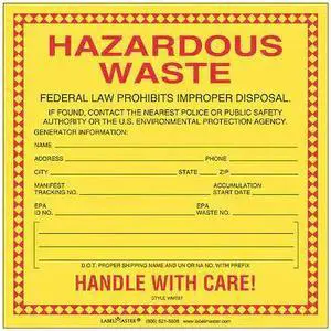 LABELMASTER WMT87 Standard Waste Label,Thermal,PK100
