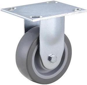ZORO SELECT 33H908 Rigid NSF-Listed Plate Caster,TPR,4 in.,275 lb.