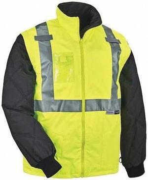 ERGODYNE 8287 3-in-1 Jacket/Vest, 300D Oxford Polyester, Class 2 Type R, Hi-Viz