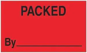 TAPE LOGIC DL3381 Tape Logic® Labels, "Packed By", 3" x 5", Fluorescent Red,