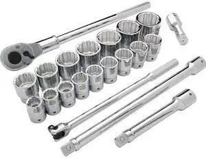 DYNAMIC D023000 Tools 3/4" Drive 21Pcs 12 Point, Std Length, SAE Socket Set,