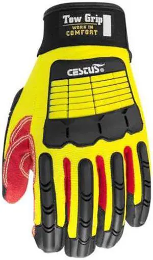 CESTUS 3094-3XL Impact Gloves, Cotton Palm with Skid-X Rough Out, 3XL,PR