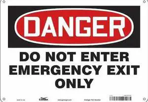 CONDOR 467V35 Emergency Exit Sign, English, 14" W, 10" H, Aluminum, White