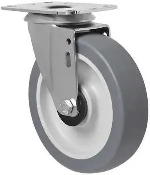 ZORO SELECT 1G192 Swivel Plate Caster,Therm Rubber,5 in,198 lb.