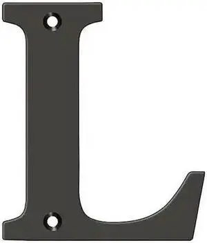 Deltana RL4L-10B 4" Solid Brass Residential Letter L, Oil Rubbed Bronze