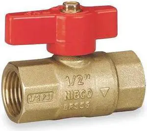 NIBCO GB1A 1/2" FNPT Brass Gas Ball Valve Inline