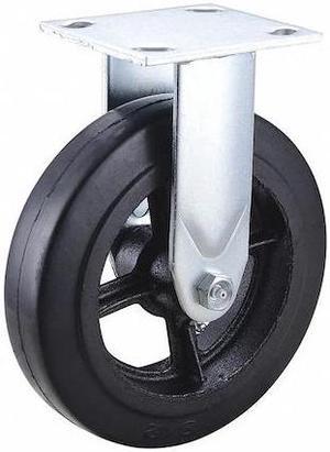 ZORO SELECT 3G134 Rigid NSF-Listed Plate Caster,Rubber,8 in.,600 lb.