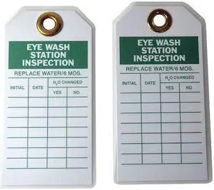 ZORO SELECT 9HUP5 Tag, Eyewash, Polyester, 5 3/4 in H x 3 in W, White,