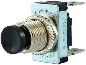 HUBBELL WIRING DEVICE-KELLEMS MH11 Miniature Push Button Switch, SPST, Black