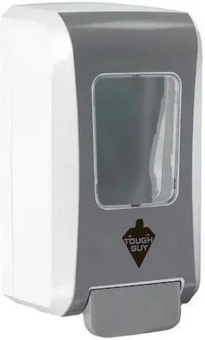 TOUGH GUY 40ZJ78 Foam Soap Dispensr, Push-Style, 2000mL, White/Gray