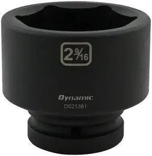 DYNAMIC D025381 1" Drive Standard Socket, Black Phosphate, Tools 2-9/16" X 1"