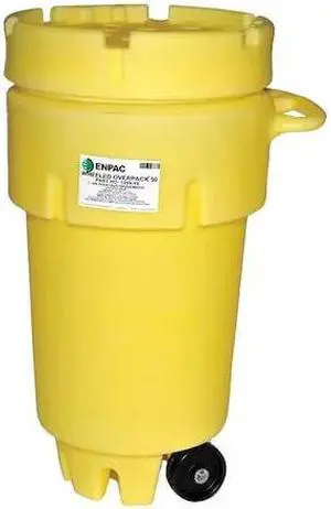 ENPAC 1259-YE Open Head Salvage Drum, Polyethylene, 50 gal, Unlined, Yellow