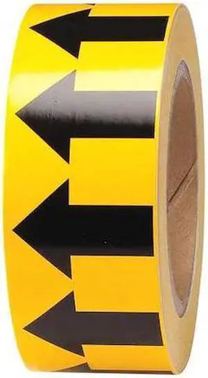 BRADY 91420 Arrow Tape,Black/Yellow,2 In. W