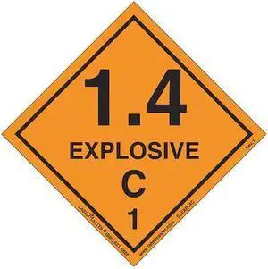 LABELMASTER SLEXP14C Explosive 1.4 C Label,Vinyl,PK500