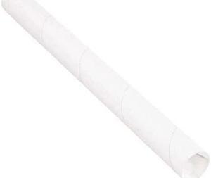 PARTNERS BRAND P2006W Mailing Tubes with Caps, 2" x 6", White, 50/Case