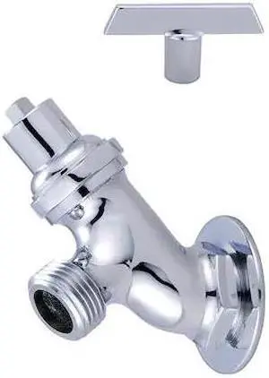 CENTRAL BRASS 0576-1/2CP Lawn Faucet, NPT, Single Hole, Polished Chrome,