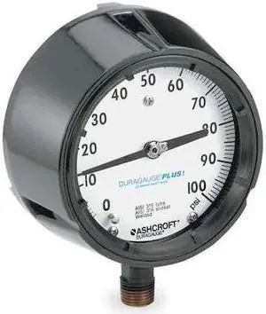 ASHCROFT 451279SS04LXLL100 Pressure Gauge,0 to 100 psi,4-1/2In