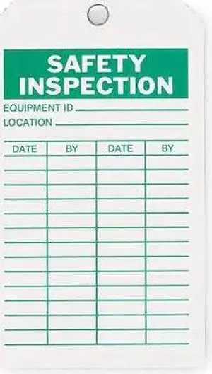 ZORO SELECT 2RMU4 Saf Inspection Tag,7 x 4 In,Grn/Wht,PK10