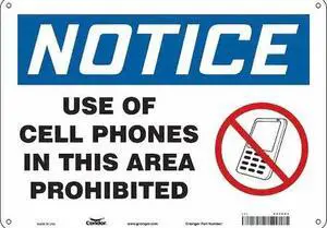 CONDOR 451P61 Safety Sign Cell Phone, 10 in H, 14 in W, Polyethylene,