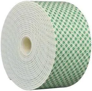 3M 4008 Double-Sided Foam Tape, 4 in W, 5 yd L, 1/8 in, Polyurethane Foam,