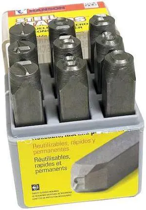 C.H. HANSON 26181 Number Set, 1/2 In. H, Steel, Shank Size Square: 3/4 in