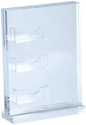 AZAR DISPLAYS 104542 Acrylic Block Sign Holder on Base w/ 3 Gift Card Pockets