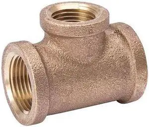 ZORO SELECT 2CFH9 Red Brass Reducing Tee, FNPT, 2" x 2" x 3/4" Pipe Size