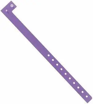 PARTNERS BRAND WR121PL Plastic Wristbands, 3/4" x 10", Purple, PK500