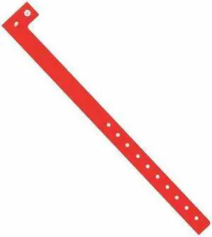 PARTNERS BRAND WR120RD Day-Glo Plastic Wristbands, 3/4" x 10", Red, PK500