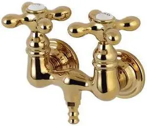 KINGSTON BRASS AE37T2 Wall-Mount Clawfoot Tub Faucet, Polished Brass, Tub Wall