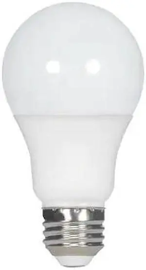 SATCO S28562 Bulb, LED, 10W, A19, Medium, 120V, Frosted White, 40K, 4PK