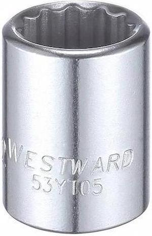 WESTWARD 53YT05 3/8" Drive, SAE Socket, 1/2" Socket Sz, 12 Pts