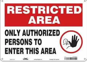 CONDOR 472W98 Safety Sign, 10 in Height, 14 in Width, Polyethylene, Horizontal