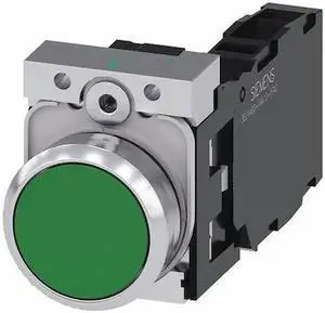 SIEMENS 3SU1150-0AB40-1FA0 Push Button,22mm,Green,Metal Bezel