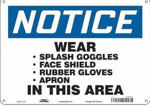CONDOR 468R95 Safety Sign, 10 in Height, 14 in Width, Polyethylene, Horizontal